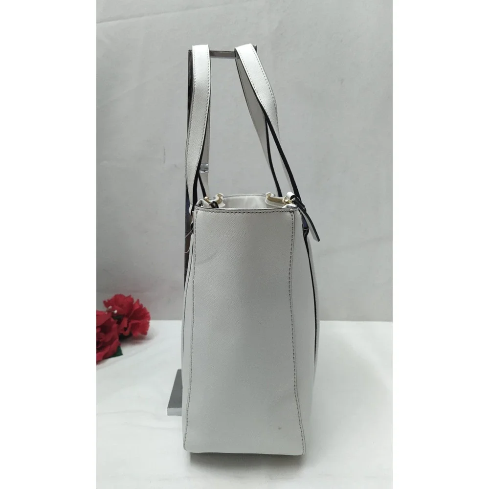Kate Spade New York White Leather Carryall Double Handles Satchel Bag